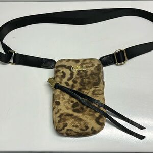Aimee Kestenberg Animal Print Leather Just Saying Stadium Wallet Mini Crossbody